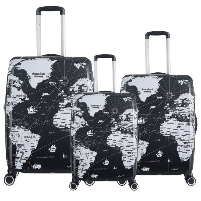 Lot de 3 valises rigides 380 Extensible 55, 66 et 76 cm Map Noir/Blanc
