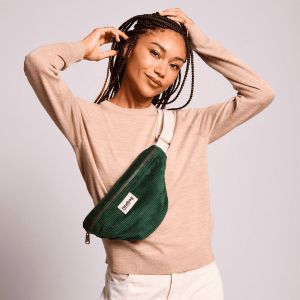 Sac banane Olivia 32 cm Velours Sapin