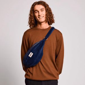 Sac banane Sasha 37 cm Velours Marine