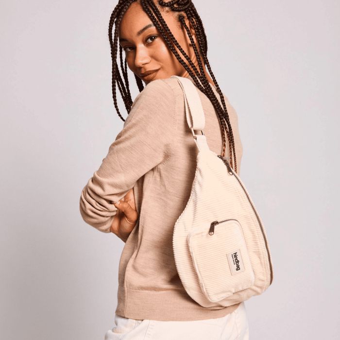 Sac banane XL Sofia 43cm Velours Beige
