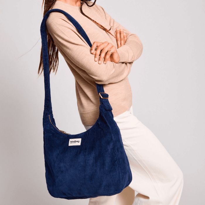 Sac bandoulière Claire 36 cm Velours Marine