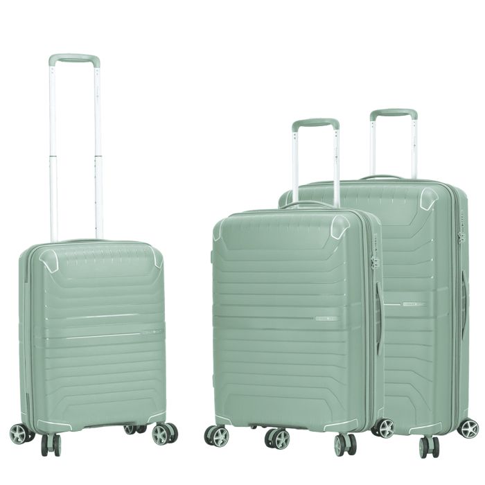 Lot de 3 valises rigides 59103 Extensibles 55, 66 et 76 cm Silver green