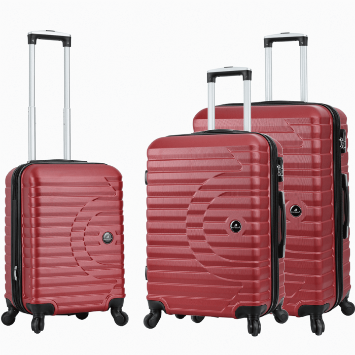 Lot de 3 valises rigides 43303 Extensibles 55, 66 et 76 cm Wine Red