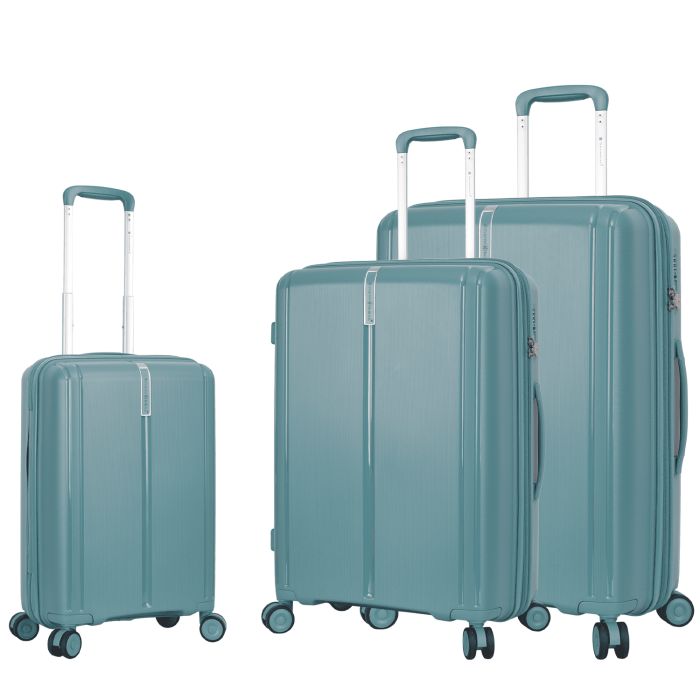 Lot de 3 valises rigides 32103 Extensibles 54, 64 et 74 cm Silver Green