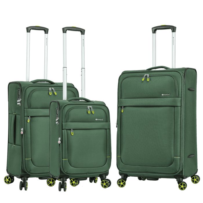 Lot de 3 valises souples 48203 Extensible 55, 67 et 77 cm Dark Green