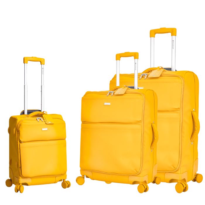 Lot de 3 valises souples S48103A 54, 64 et 74 cm Jaune