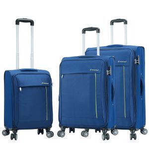 Lot de 3 valises souples 35703 Extensible 55, 67 et 76 cm Bleu