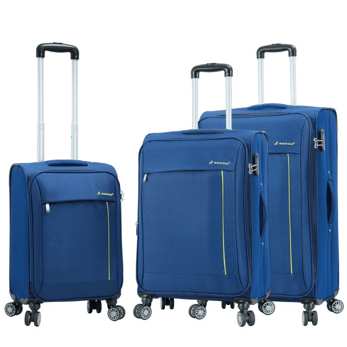 Lot de 3 valises souples 35703 Extensible 55, 67 et 76 cm Bleu