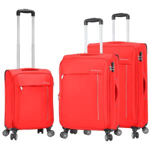 Lot de 3 valises souples 35703 Extensible 55, 67 et 76 cm Rouge