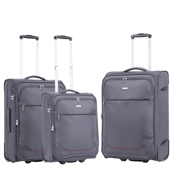 Lot de 3 valises souples S48503 Extensibles 54, 62 et 73 cm Grey