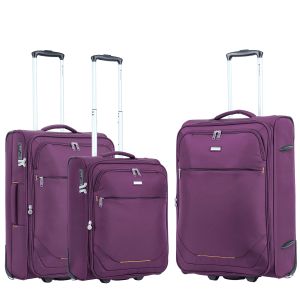Lot de 3 valises souples S48503 Extensibles 54, 62 et 73 cm Purple