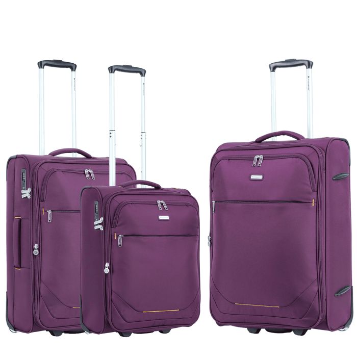 Lot de 3 valises souples S48503 Extensibles 54, 62 et 73 cm Purple