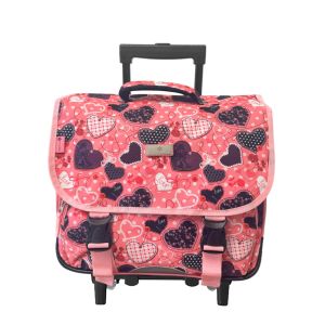 Cartable à roulettes scolaire Romantique coeur 38 cm Rose