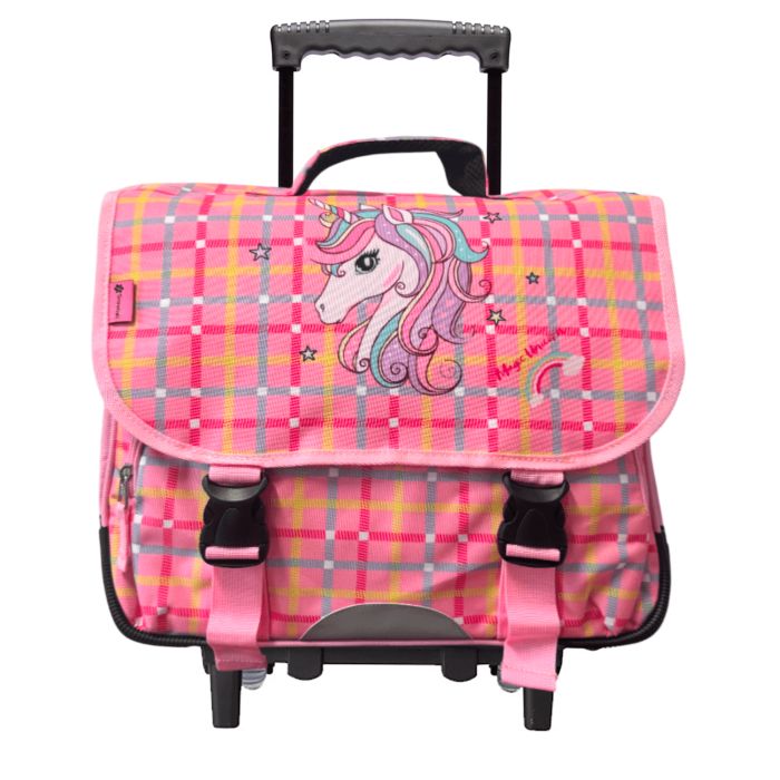 Cartable à roulettes scolaire Romantique Licorne 41 cm Rose