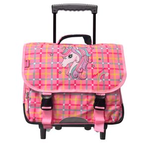 Cartable à roulettes scolaire Romantique Licorne 38 cm Rose