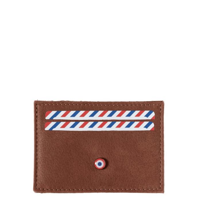 Porte-cartes Georges 2.0 en cuir marin-végétal Terre brunie