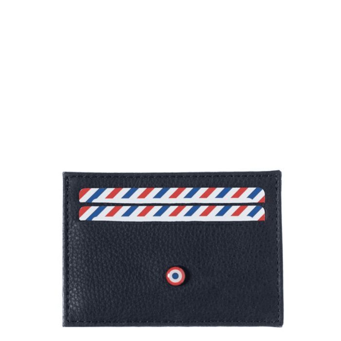 Porte-cartes Georges 2.0 en cuir marin-végétal Lune bleue