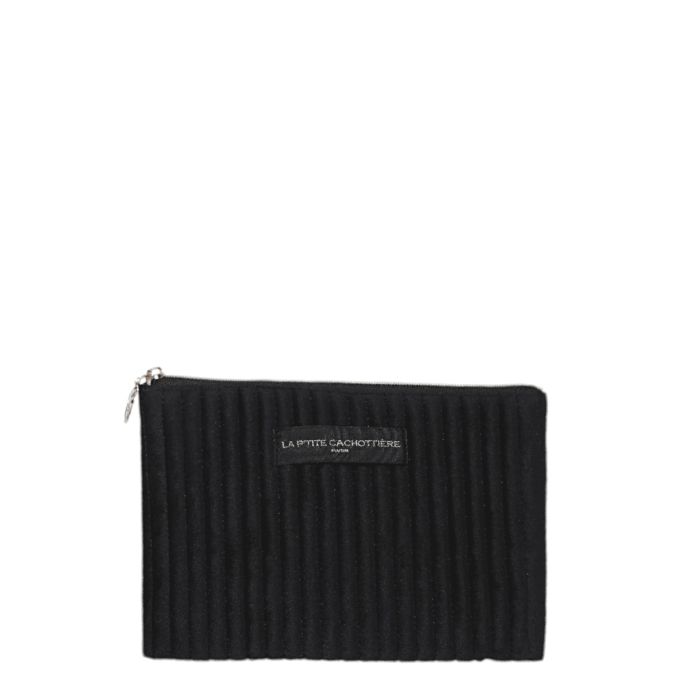 Pochette 21 cm en velours Noir
