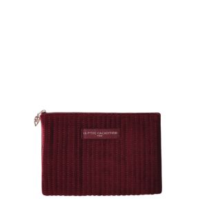 Pochette 21 cm en velours Bordeaux