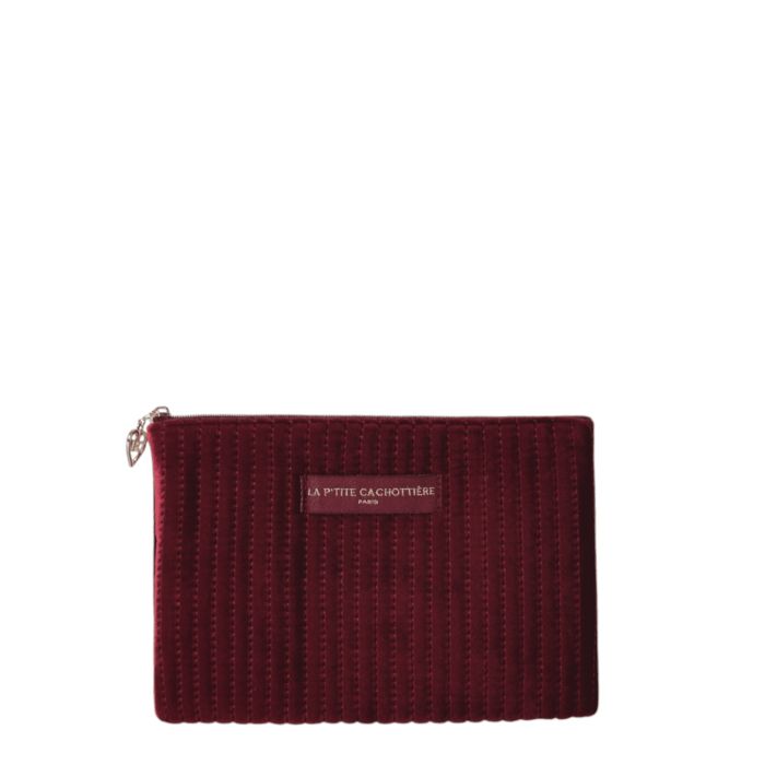 Pochette 21 cm en velours Bordeaux