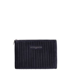 Pochette 21 cm en velours Marine