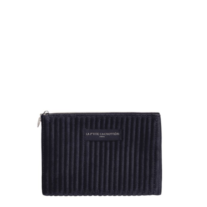 Pochette 21 cm en velours Marine