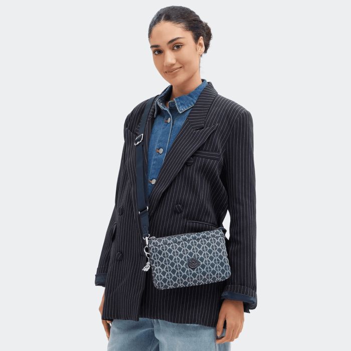 Petit sac bandoulière Riri 24 cm Navy Sign Jacquard