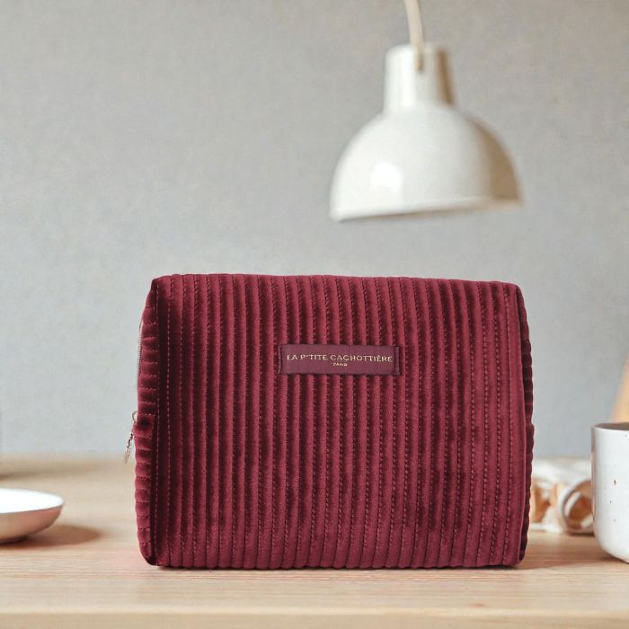Grande trousse de maquillage Velours Bordeaux