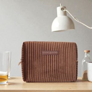 Grande trousse de maquillage Velours Marron