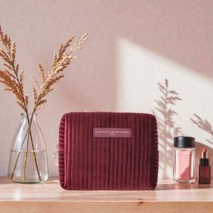 Trousse de toilette 18 cm Velours Bordeaux