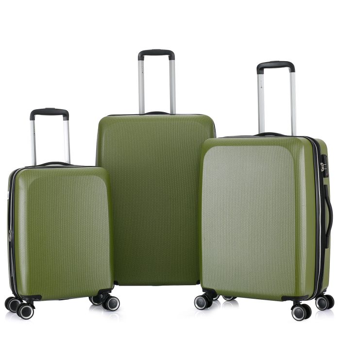 Lot de 3 valises rigides 379 Extensibles 55, 66 et 76 cm Vert olive