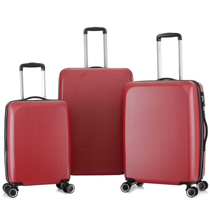 Lot de 3 valises rigides 379 Extensibles 55, 66 et 76 cm Rouge