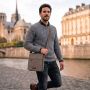 Sac travers 6568 en toile garni de cuir de vachette Marron