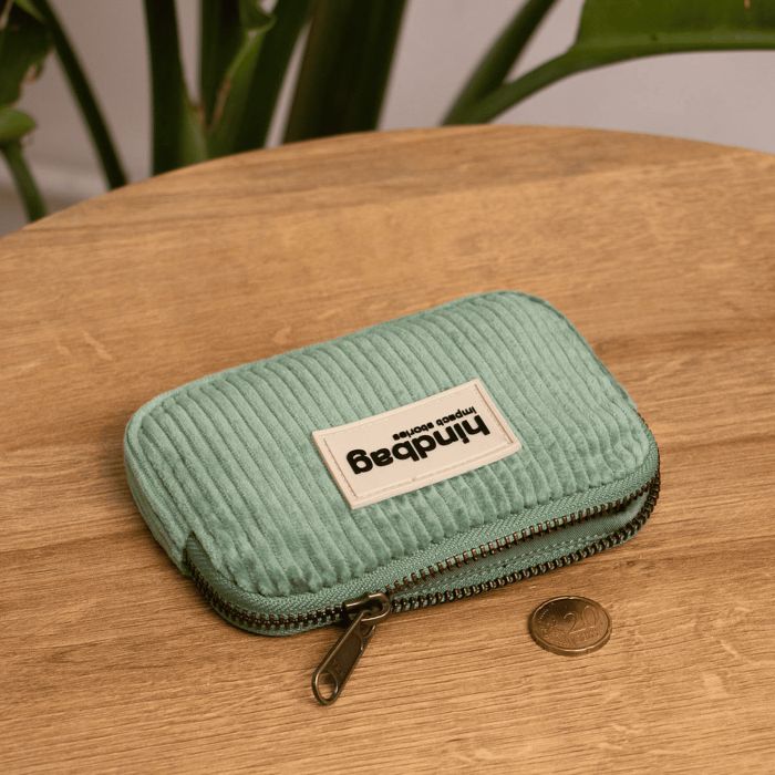 Porte monnaie Lili 13 cm Velours Vert d'Eau