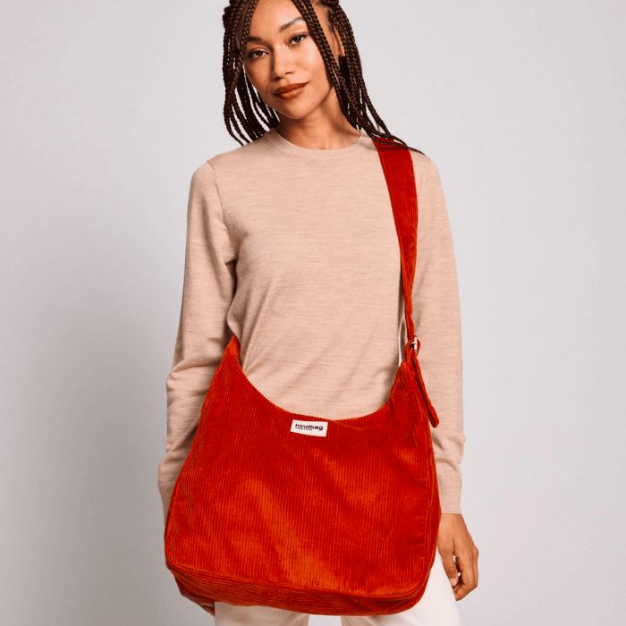 Sac bandoulière Claire 36 cm Velours Brique