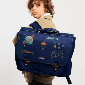 Cartable Pixel Art 38 cm Bleu