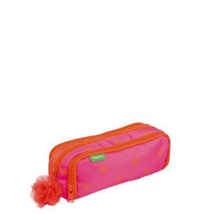 Trousse scolaire triple Un pour tous, tous pompoms 22 cm Sidonie