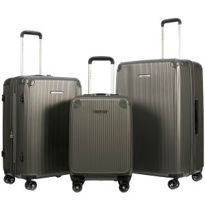 Lot de 3 valises 2525 55, 66 et 77 cm Extensibles Gris Foncé