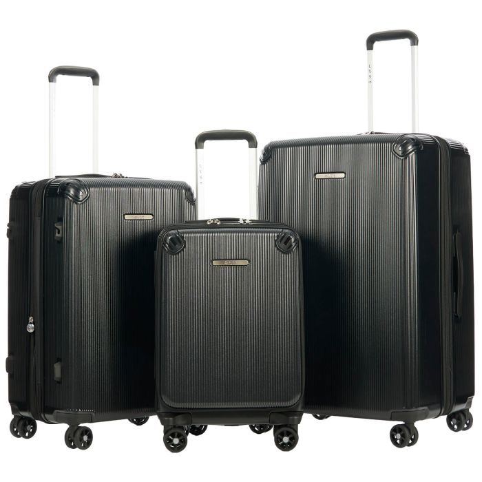 Lot de 3 valises 2525 55, 66 et 77 cm Extensibles Noir