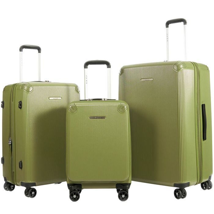 Lot de 3 valises 2525 55, 66 et 77 cm Extensibles Vert