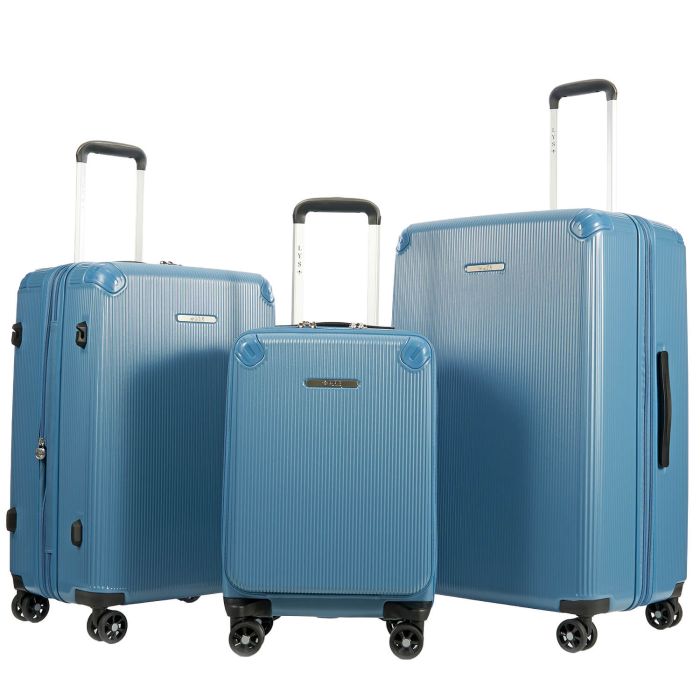 Lot de 3 valises 2525 55, 66 et 77 cm Extensibles Bleu