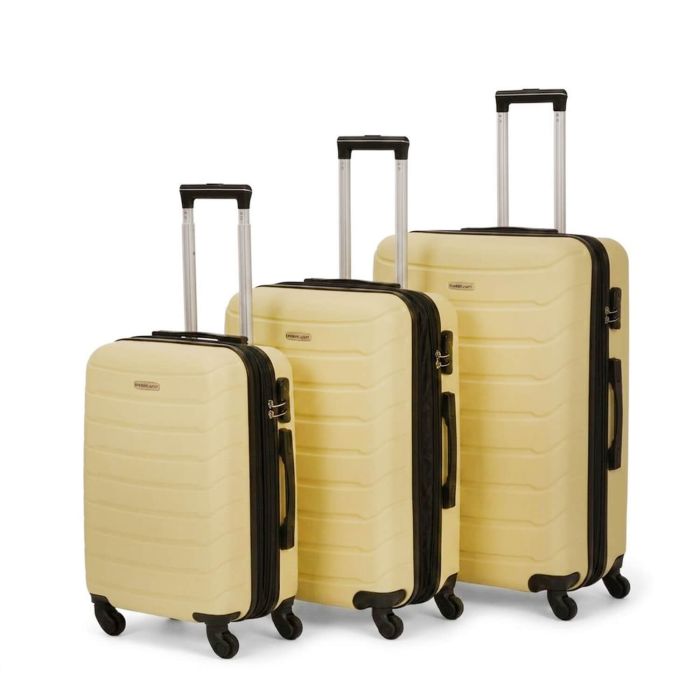 Lot de 3 valises rigides FG679 Extensibles 50, 65 et 75 cm Light yellow