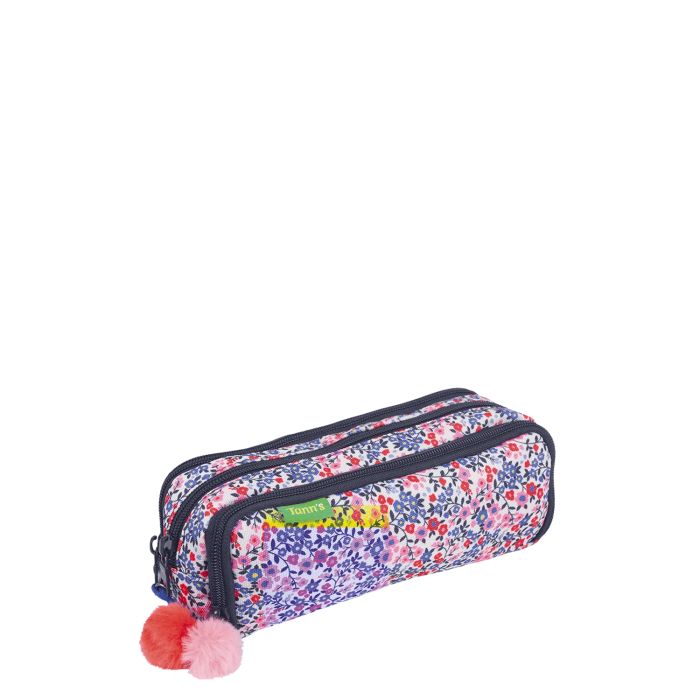 Trousse scolaire triple Un pour tous, tous pompoms 22 cm Antonia