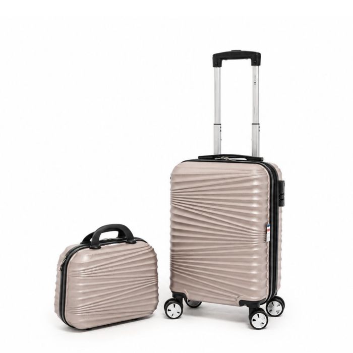 Ensemble valise cabine 55 cm et vanity 35 cm rigides 323 Rose gold