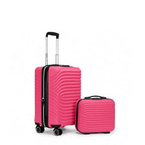 Ensemble valise cabine 55 cm extensible et vanity 35 cm rigides 326 Fuschia
