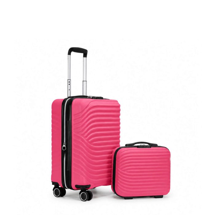 Ensemble valise cabine 55 cm extensible et vanity 35 cm rigides 326 Fuschia
