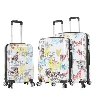 Lot de 3 valises rigides 36820Y 55, 66 et 76 cm Butterfly