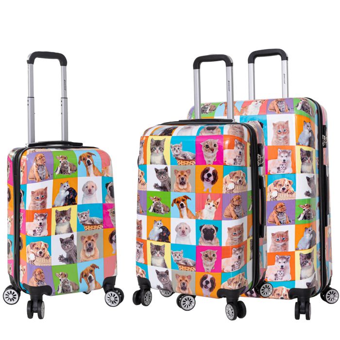 Lot de 3 valises rigides 36820X 55, 66 et 76 cm Chats et chiens