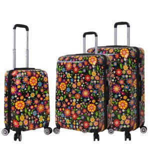 Lot de 3 valises rigides 36820V 55, 66 et 76 cm Flowers