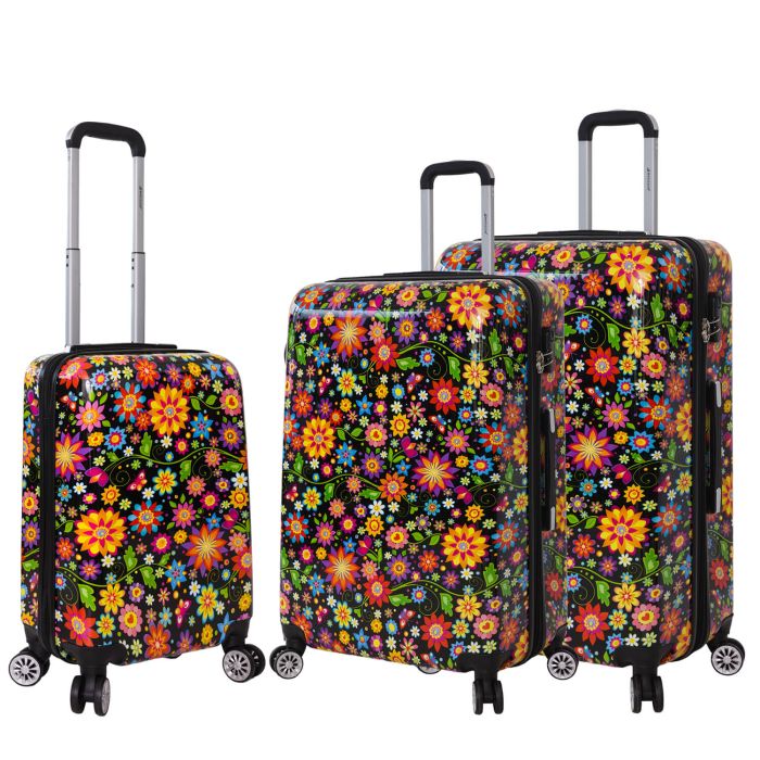 Lot de 3 valises rigides 36820V 55, 66 et 76 cm Flowers